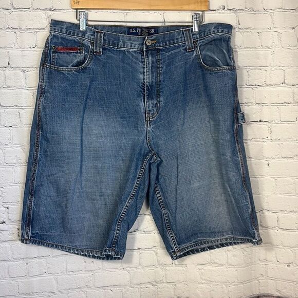 U.S. Polo Assn Mens Baggy Loose Carpenter Jean Shorts Denim Jorts size 38 - Picture 1 of 10